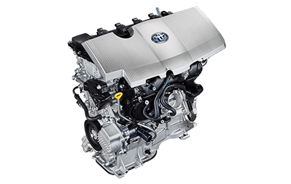 Motor de ciclo Atkinson que alcanza unos niveles de eficiencia del 40%, una cifra récord. Es el motor principal cuando se solicita más potencia y el que actúa a velocidades altas